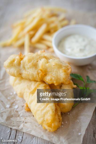 fish and chips with remoulade - peixe à milanesa imagens e fotografias de stock