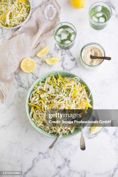 coleslaw with lemon dressing - coleslaw stock pictures, royalty-free photos & images