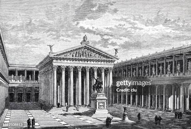 forum julianum, ancient rome - greek temple illustration stock illustrations