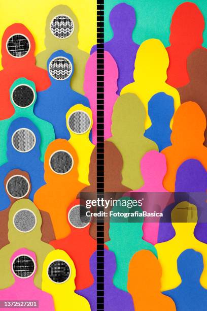 separated broadcasting crowd - surrounded by data stock illustrations