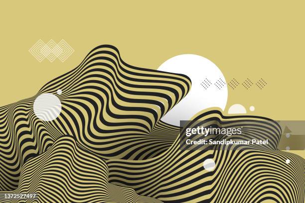 bildbanksillustrationer, clip art samt tecknat material och ikoner med landscape background. terrain. abstract wavy background. pattern with optical illusion. - optical illusion illustration