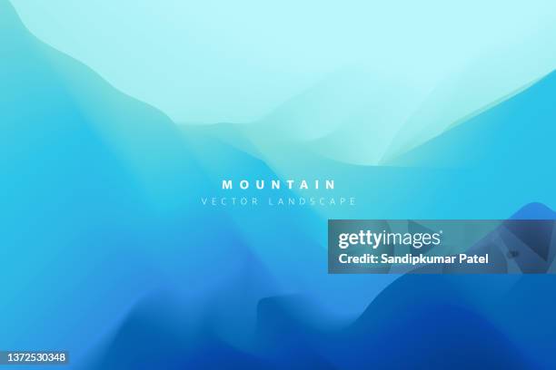 abstrakte digitale landschaft mit fließender welle - mountain stock-grafiken, -clipart, -cartoons und -symbole