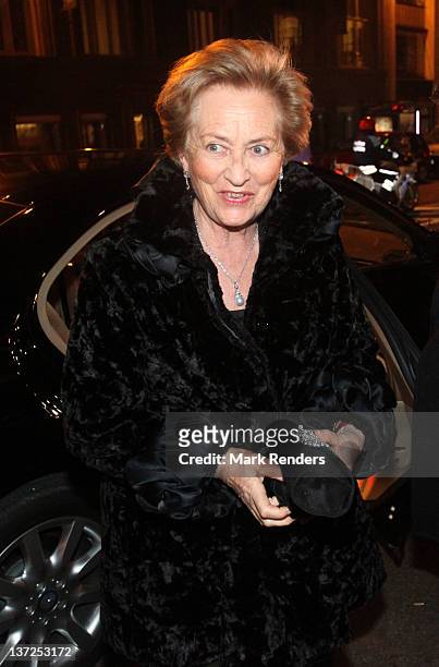 Queen Paola of Belgium arrives at Palais des Beaux-Arts on January 17, 2012 in Brussels, Belgium.