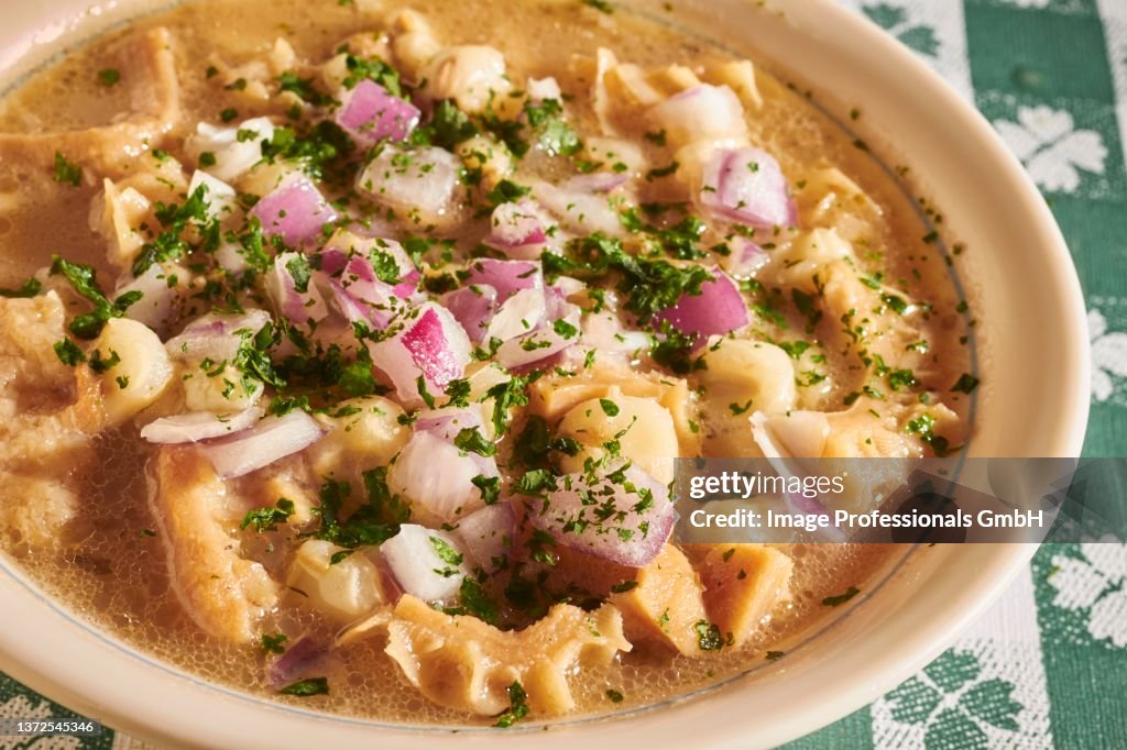 White Menudo Soup (meat soup with tripe, New Mexico, USA)