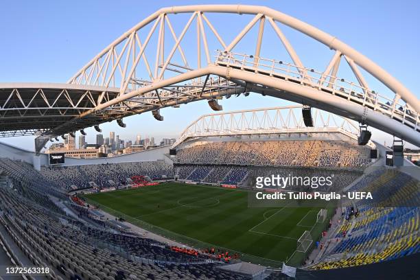 General view inside the stadium prior to the UEFA Europa Conference League Knockout Round Play-Offs Leg Two match between Maccabi Tel Aviv and PSV...