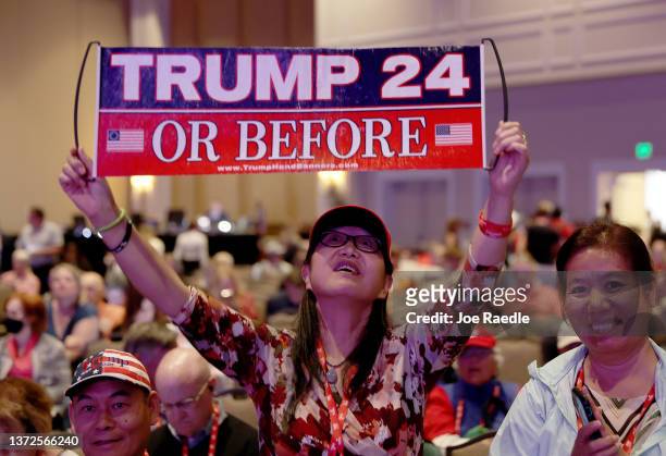 People attend the Conservative Political Action Conference at The Rosen Shingle Creek on February 24, 2022 in Orlando, Florida. CPAC, which began in...