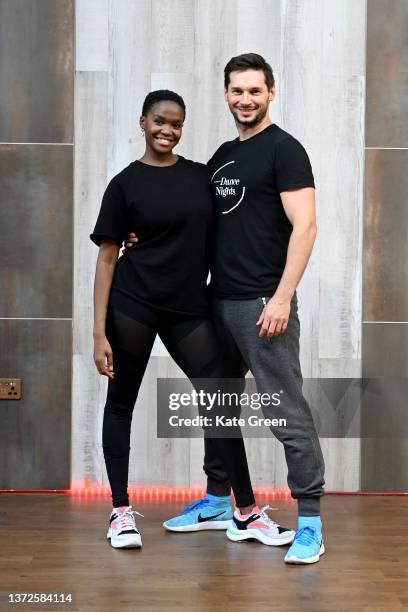 Oti Mabuse poses as she takes part in rehearsals with her husband Marius Iepure ahead of her 'I Am Here' tour on February 24, 2022 in London, England.