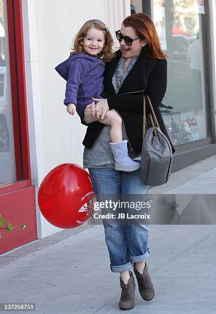 Alyson Hannigan and Satyana Marie Denisof are seen in Beverly Hills on January 17, 2012 in Los Angeles, California.