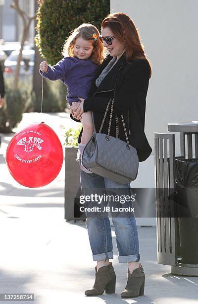 Alyson Hannigan and Satyana Marie Denisof are seen in Beverly Hills on January 17, 2012 in Los Angeles, California.