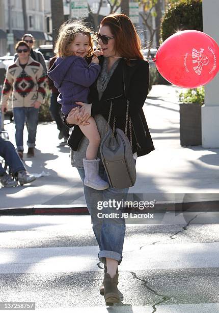 Alyson Hannigan and Satyana Marie Denisof are seen in Beverly Hills on January 17, 2012 in Los Angeles, California.