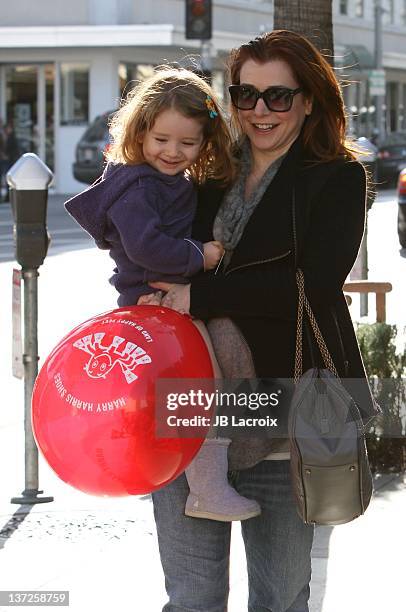 Alyson Hannigan and Satyana Marie Denisof are seen in Beverly Hills on January 17, 2012 in Los Angeles, California.