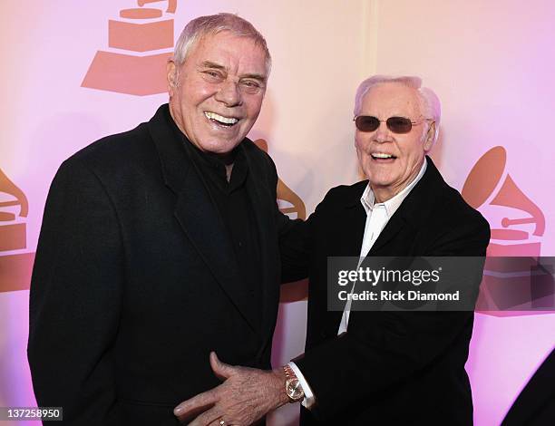 Grammy Nominee Tom T. Hall and George Jones attend The Nashville GRAMMY Nominee Party at the Loews Vanderbilt Hotel on January 17, 2012 in Nashville,...