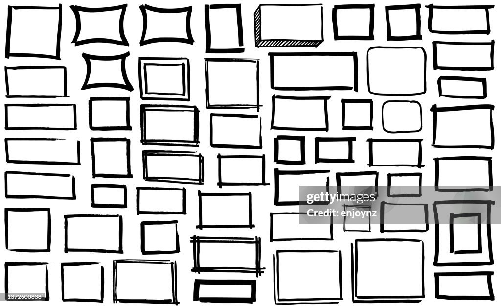 Black pen marker rectangle and square shapes