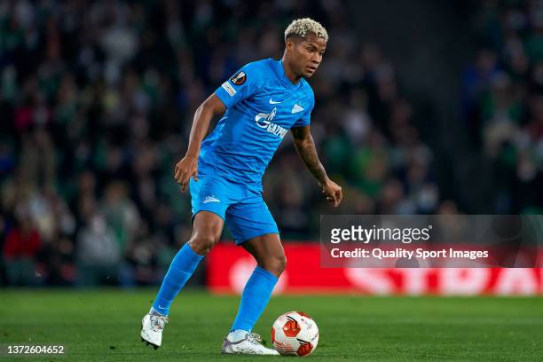 Wilmar Barrios of Zenit ST. Petersburg in action during the UEFA Europa League Knockout Round Play-Offs Leg Two match between Real Betis and Zenit...