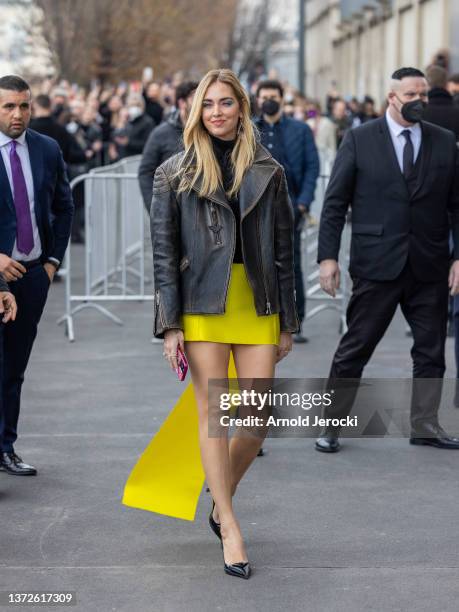 Chiara Ferragni is seen during the Milan Fashion Week Fall/Winter 2022/2023 on February 24, 2022 in Milan, Italy.