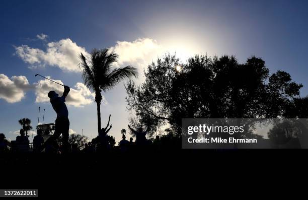 Keith Mitchell plays his shot from the 16th tee during the first round of The Honda Classic at PGA National Resort And Spa on February 24, 2022 in...