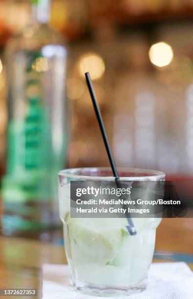 Caipirinha using Leblon Cahaca mixed by bartender at Beehive Frank Reardon. Photo by Matthew Healey