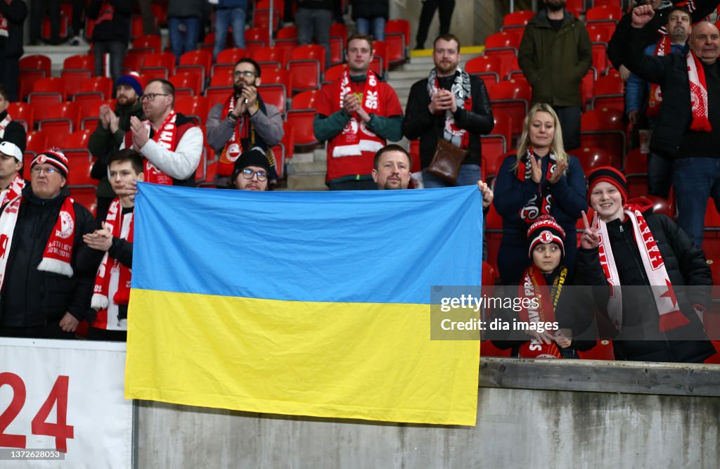 Slavia Ukraine Ukrainian football player Taras Kacharaba of Slavia Prague displays ...