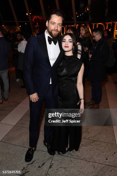 Richard Rankin and Jessica Reynolds attend the "Outlander" Season Six afterparty at The Sky Garden on February 24, 2022 in London, England.