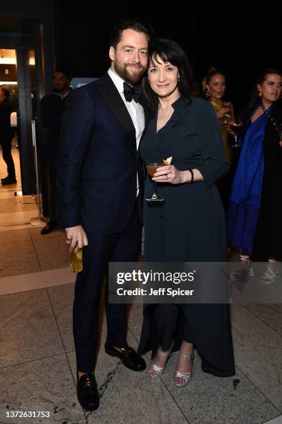 Richard Rankin and Karen Bailey attend the "Outlander" Season Six afterparty at The Sky Garden on February 24, 2022 in London, England.