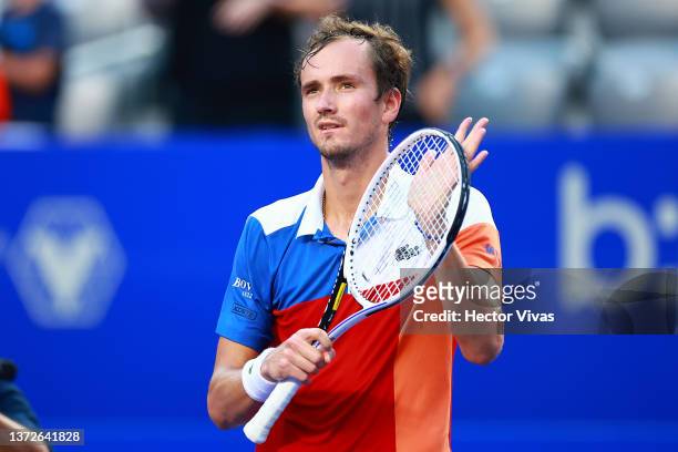 Daniil Medvedev of Russia after winning a match against Yoshihito Nishioka of Japan as part of day 4 of the Telcel ATP Mexican Open 2022 at Arena GNP...