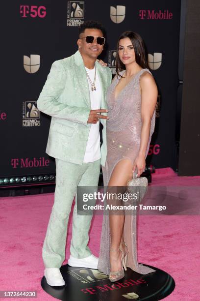 Randy Malcom and Annaby Pozo attend Univision's 34th Edition Of Premio Lo Nuestro a la Música Latina at FTX Arena on February 24, 2022 in Miami,...