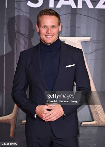Sam Heughan attends the "Outlander" Season Six Premiere at The Royal Festival Hall on February 24, 2022 in London, England.