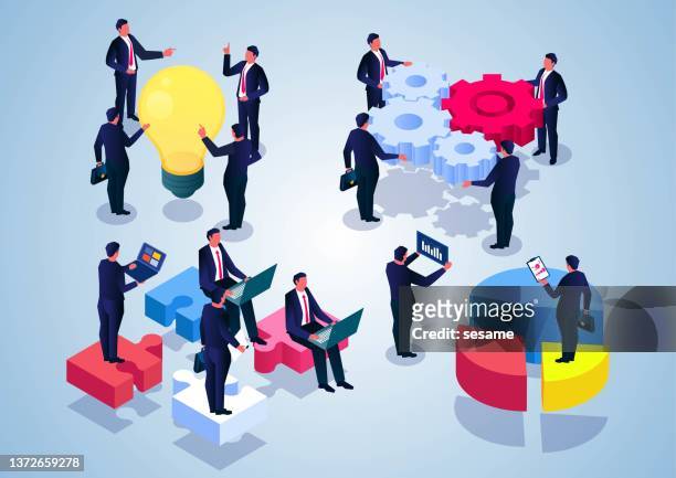 office business people working together, teamwork, business process - market expertise stock illustrations