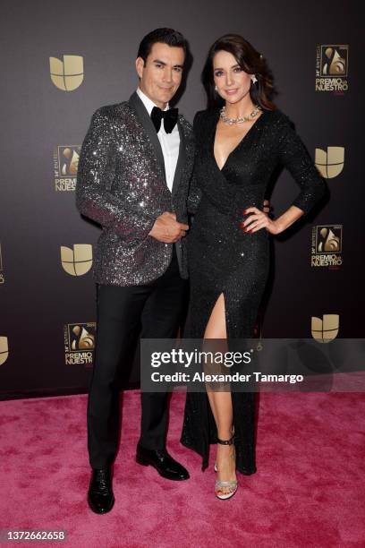 David Zepeda and Susana González attends Univision's 34th Edition Of Premio Lo Nuestro a la Música Latina at FTX Arena on February 24, 2022 in Miami,...