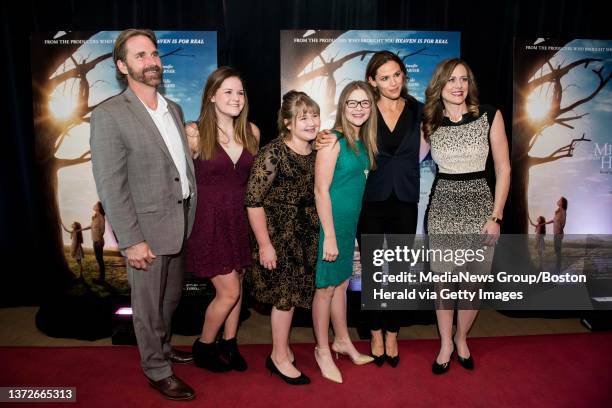 - Kevin Beam, Abbie Beam, Adeylnn Beam, Annabel Beam, Actress Jennifer Garner, and Christy Beam walk the red carpet during Miracles of Heaven movie...