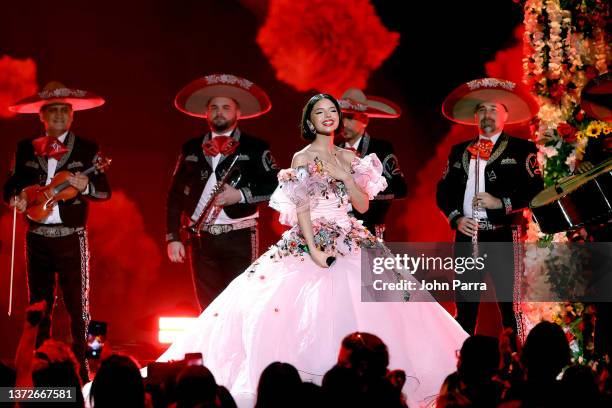 Ángela Aguilar performs during Univision's 34th Edition Of Premio Lo Nuestro a la Música Latina at FTX Arena on February 24, 2022 in Miami, Florida.