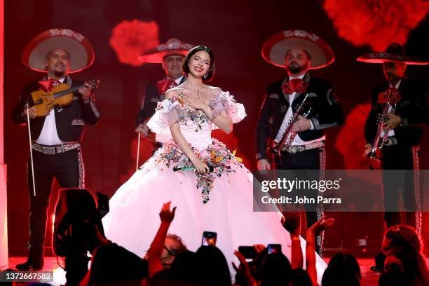 Ángela Aguilar performs during Univision's 34th Edition Of Premio Lo Nuestro a la Música Latina at FTX Arena on February 24, 2022 in Miami, Florida.