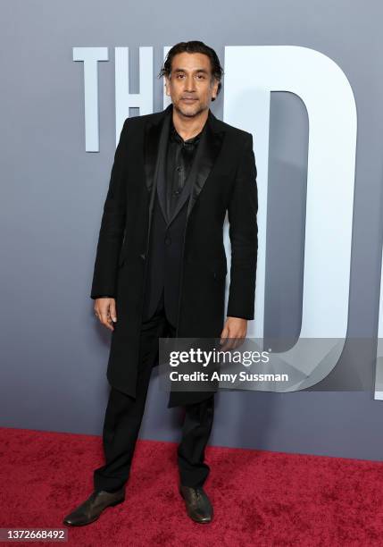 Naveen Andrews attends the premiere of Hulu's "The Dropout" at DGA Theater Complex on February 24, 2022 in Los Angeles, California.