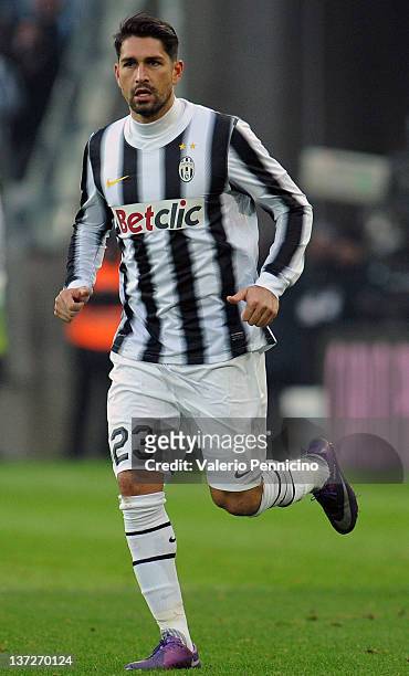 Marco Borriello of Juventus FC looks on during the Serie A match between Juventus FC and Cagliari Calcio at Juventus Arena on January 15, 2012 in...