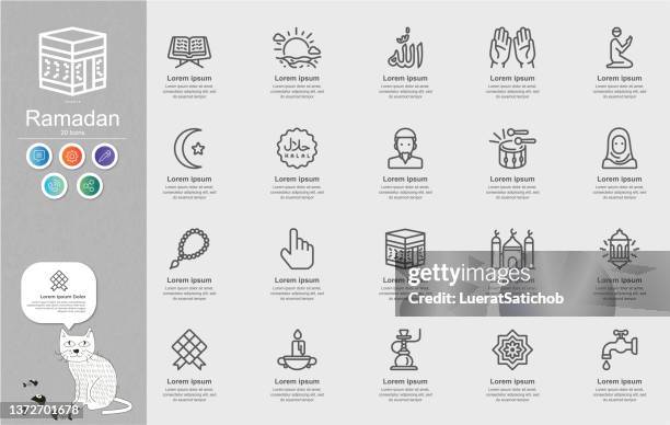 stockillustraties, clipart, cartoons en iconen met ramadan kareem ,islam and islamic line icons content infographic - bedevaart