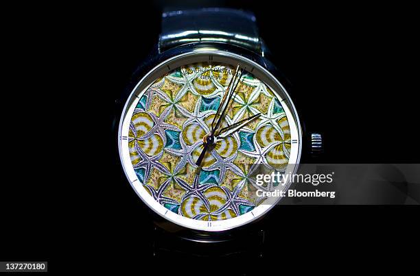 Metiers D'Art wristwatch by Vacheron Constanin, a watchmaking unit of Cie. Financiere Richemont SA, sits on display during the Salon International de...