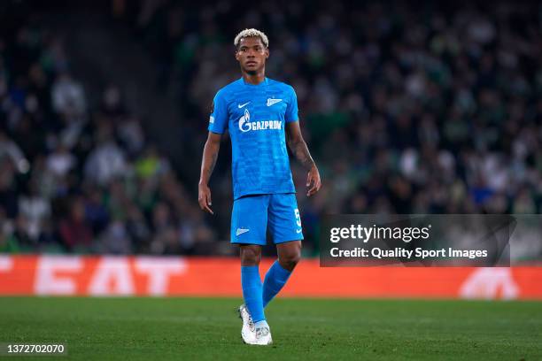 Wilmar Barrios of Zenit St. Petersburg looks on during the UEFA Europa League Knockout Round Play-Offs Leg Two match between Real Betis and Zenit St....