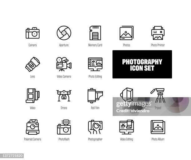 fotografie linie icons - front camera icon stock-grafiken, -clipart, -cartoons und -symbole