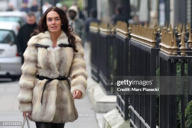 Tamara Ecclestone and her boyfriend Omar Khyami are sighted on 'Avenue Montaigne' on January 18, 2012 in Paris, France.