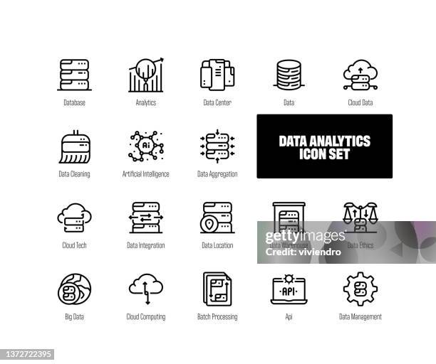 datenanalyse-liniensymbole - desk organizer stock-grafiken, -clipart, -cartoons und -symbole