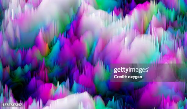 colorful flowing chromatic hholographic seamless pattern neon blue purple dynamic peak waves - saturated color 個照片及圖片檔