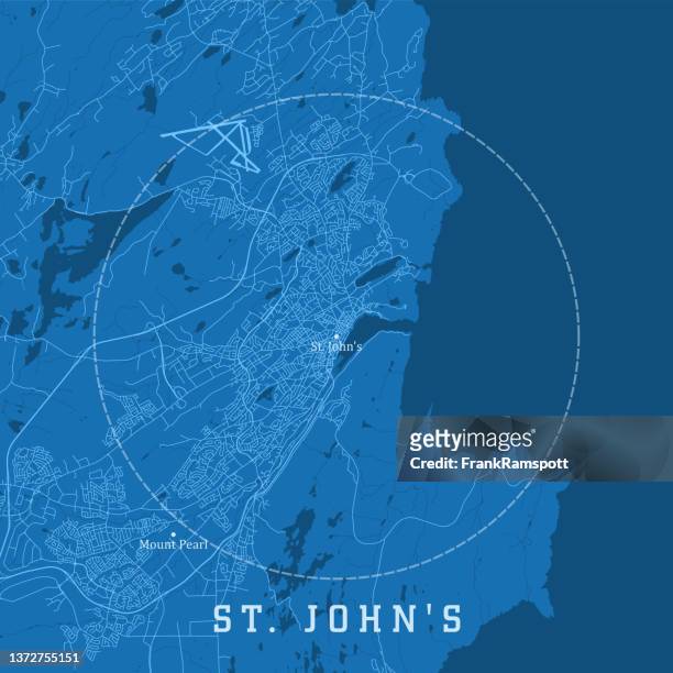 stockillustraties, clipart, cartoons en iconen met st. john's nl city vector road map blue text - newfoundland
