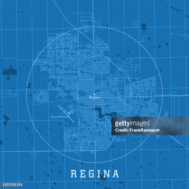 regina sk city vector road map blue text - regina saskatchewan stock illustrations