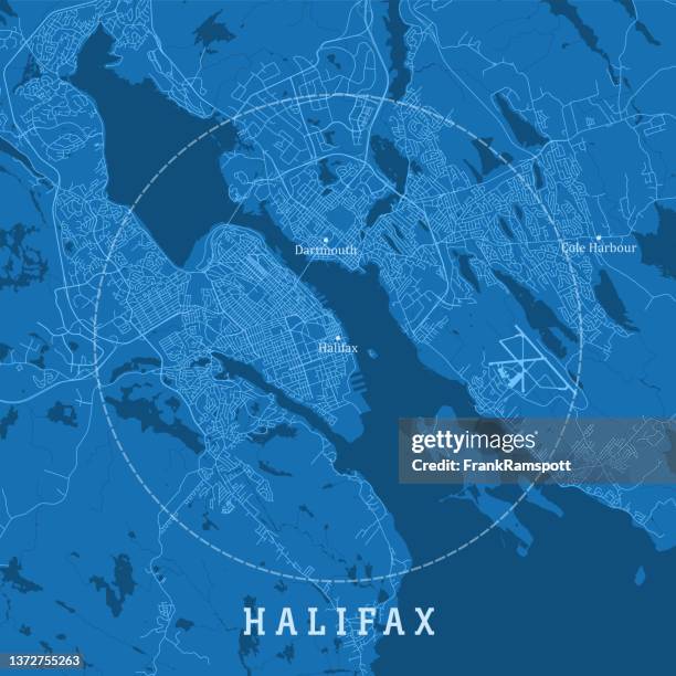 stockillustraties, clipart, cartoons en iconen met halifax ns city vector road map blue text - halifax regional municipality nova scotia