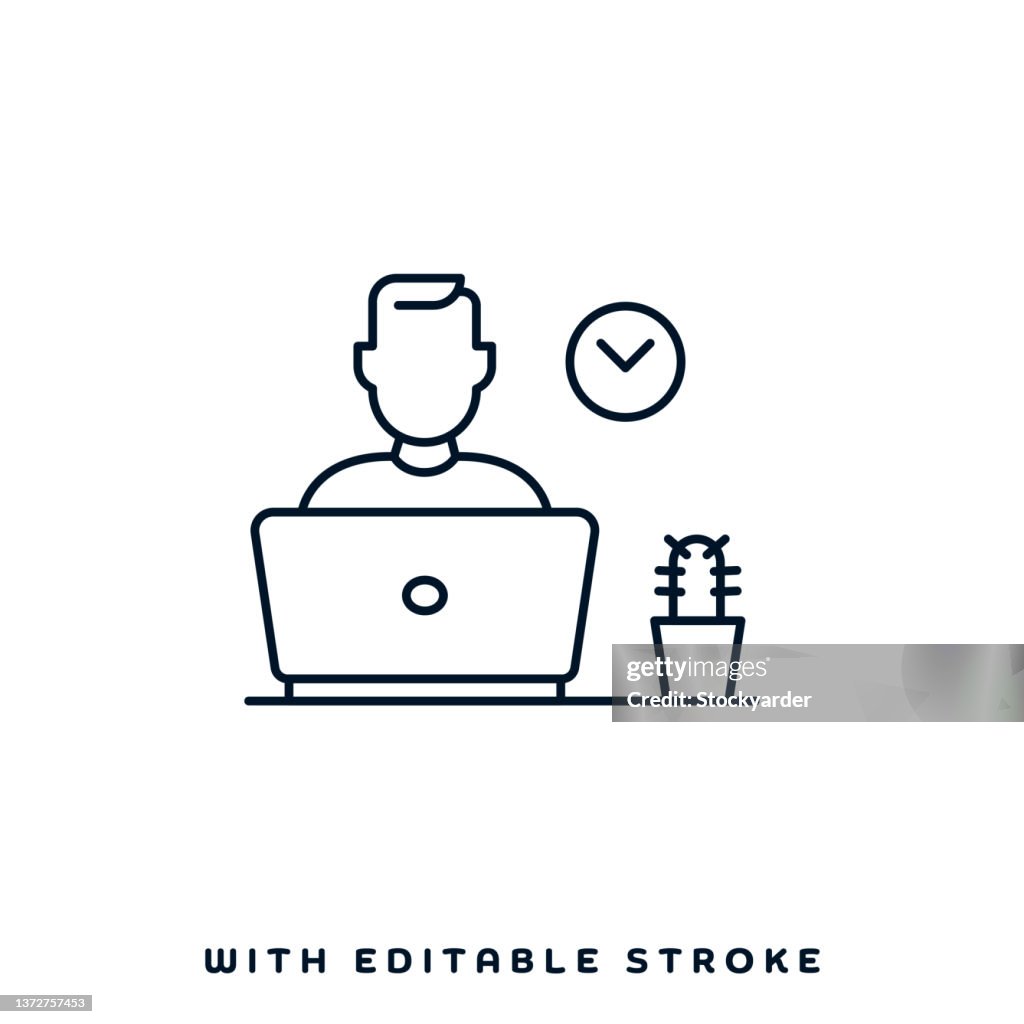 Work from Home Line Icon Design