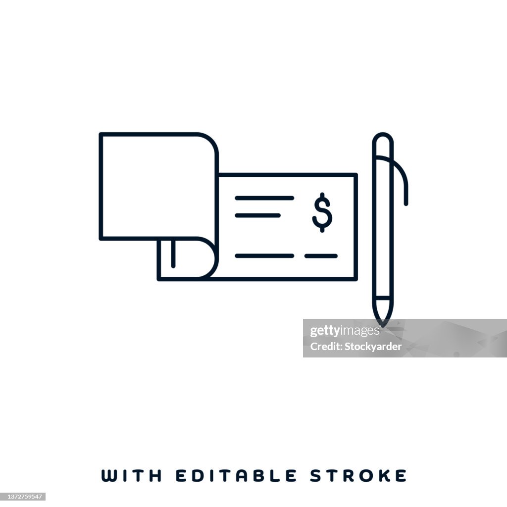 Pay by Cheque Line Icon Design