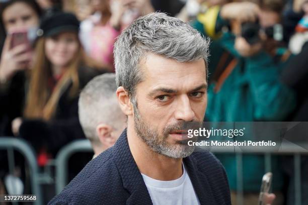 Italian actor Luca Argentero guest at the Emporio Armani fashion show on the third day of Milan Fashion Week Women's Collection Fall Winter...