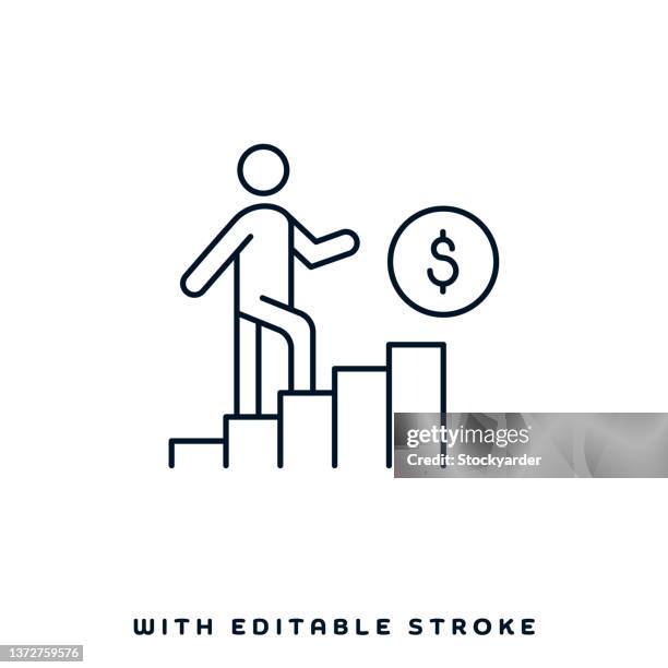 ilustraciones, imágenes clip art, dibujos animados e iconos de stock de diseño de iconos de línea de interés compuesto - libertad financiera