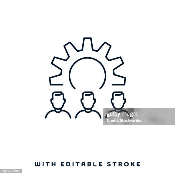 workforce management line icon design - engine control unit stock illustrations