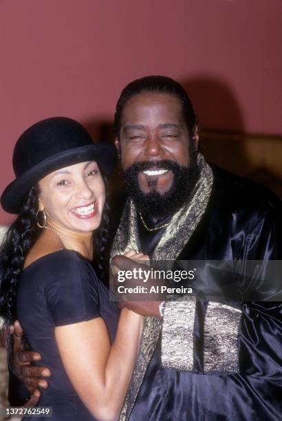 Musician Barry White appears in a photo with MTV's "Downtown" Julie Brown during a portrait session taken on October 8 in New York City.